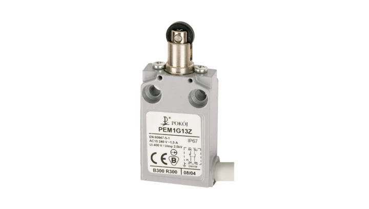 Wyłącznik krańcowy 1R 1Z migowy popychacz metalowy z rolką z tworzywa równoległą Ø12 PEM1G13Z A37-A84Z