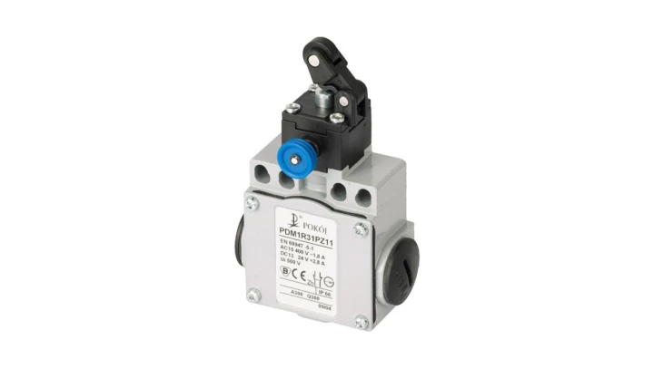 Wyłącznik krańcowy 1R 1Z migowy popychacz stalowy dźwignia pozioma z rolką Ø12,5 z resetem PDM1R31PZ11 A37-5R30