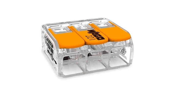 Szybkozłączka 3x 0,5-6,0mm2 uniwersalna (na drut / na linkę) 450V/41A ORYGINALNA 30szt. 221-613