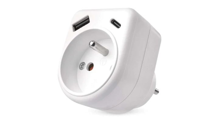 Rozgałęźnik 1×, 1×USB-A+1×USB-C, biały P0074