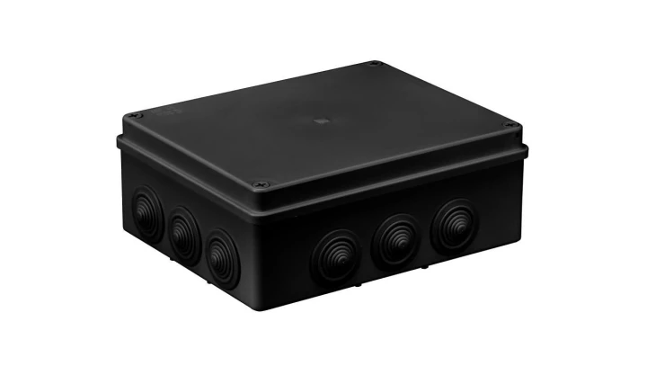 Skrzynka hermetyczna IP65 Puszka instalacyjna 240x190x90mm bezhalogenowa czarna z dławikami PG29 S-BOX 506c