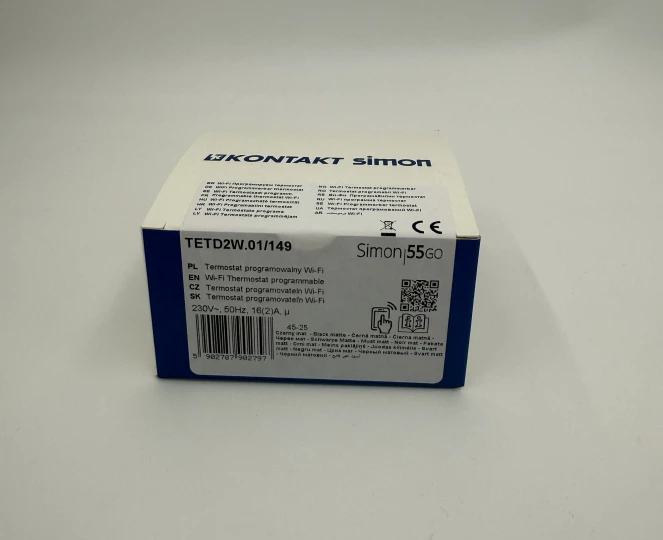 Simon 55 GO Termostat inteligentny programowalny z wyświetlaczem Wi-Fi 230V (moduł) czarny mat TETD2W.01/149