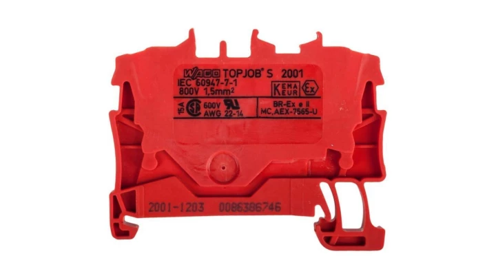 Złączka szynowa 2-przewodowa 1,5mm2 czerwona 2001-1203 TOPJOBS