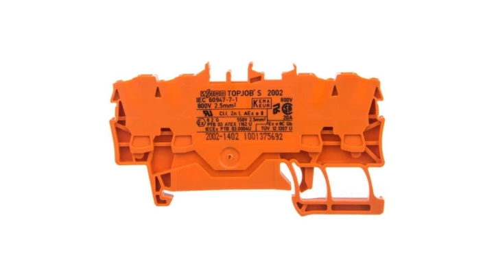 Złączka szynowa 4-przewodowa 2,5mm2 pomarańczowa 2002-1402 TOPJOBS