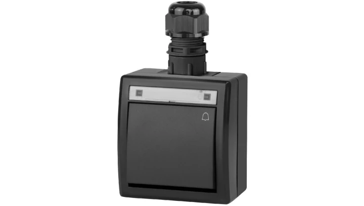 AQUANT 2K łącznik natynkowy zwierny dzwonek IP65 antracytowy 5005-67