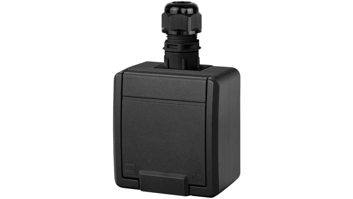 AQUANT 2K gniazdo natynkowe pojedyncze z uziemieniem 2P+Z IP65 antracytowy 5041-67