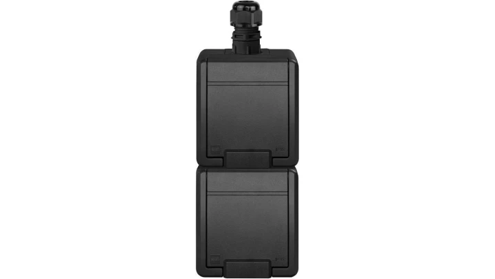 AQUANT 2K gniazdo natynkowe podwójne z uziemieniem 2x2P+Z pion IP65 antracytowy 5052-67