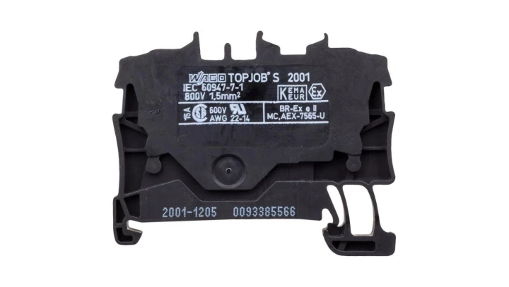 Złączka szynowa 2-przewodowa 1,5mm2 czarna 2001-1205 TOPJOBS