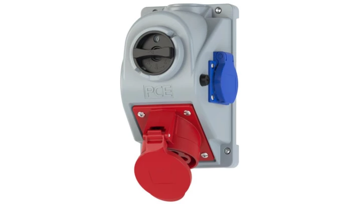 Gniazdo stałe z wyłącznikiem 0-1 32A 5P 400V + 2P+Z 230V IP44 COMBO-POL 96062541W