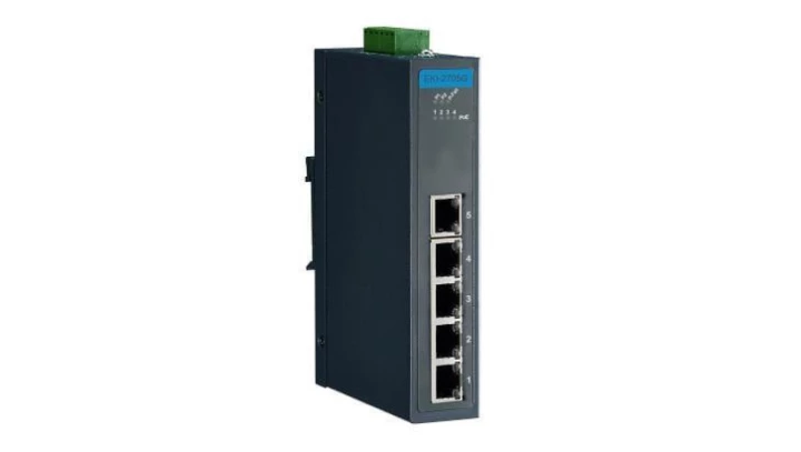 Przemysłowy switch z portami PoE - 1 port gigabitowy (RJ-45), 4 porty gigabit PoE/PoE+, zasilanie 24-48VDC EKI-2705G-1GPI-A