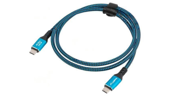 Kabel usb-c m/m usb4 2m 240w 8k 60hz czarno-niebieski lanberg CA-CMCM-45CU-0020-BK