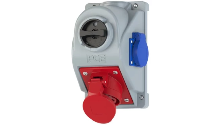 Gniazdo stałe z wyłącznikiem L-0-P 32A 5P 400V + 2P+Z 230V IP44 COMBO-POL 960625411W
