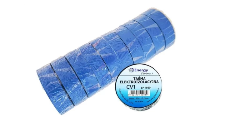 Taśma elektroizolacyjna PCW (zestaw 10 rolek 19mm x 20m x 0.13mm) niebieska