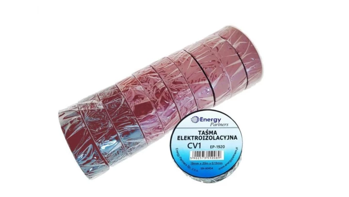 Taśma elektroizolacyjna PCW (zestaw 10 rolek 19mm x 20m x 0.13mm) brązowa