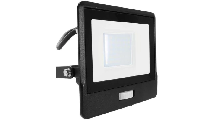 Projektor LED z czujnikiem ruchu 30W 2340lm 6500K Dioda SAMSUNG IP65 Kabel 1m Czarny 5 Lat Gwarancji 20288