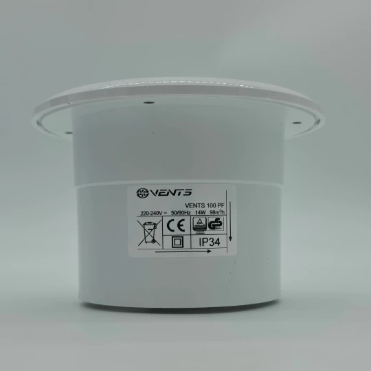 Wentylator domowy fi 100 230V 98m3/h 14W 34dB sufitowy 100PF okrągły (NV 10)