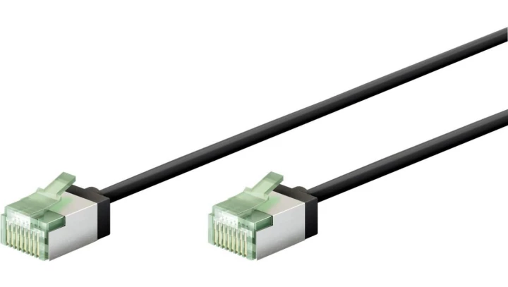 Patchcord kat.8.1-0025 U/FTP SLIM LSZH-TPE czarny /0,25m/ 74351