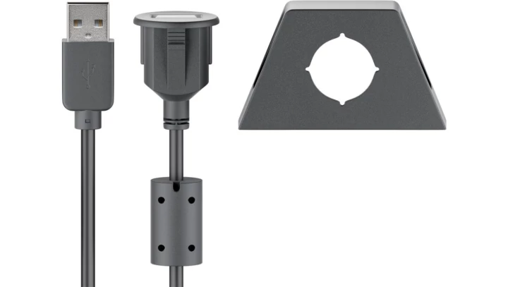 Przedłużacz USB 2.0 Hi-Speed z uchwytem montażowym, Czarny 95445