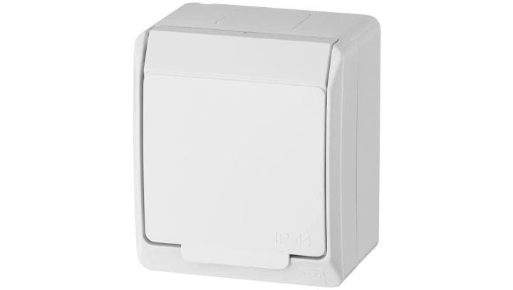 Hermes Gniazdo hermetyczne pojedyncze natynkowe z uziemieniem 16A IP44 białe 0321-02