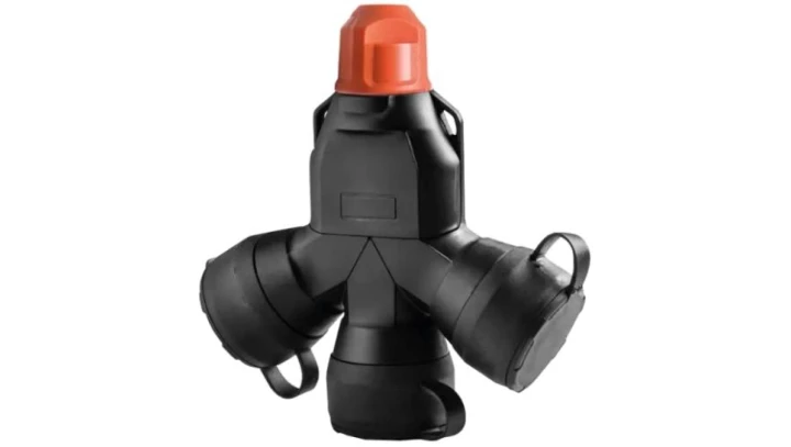 RED RO1 rozgałęziacz potrójny z dławikiem 16A/250V IP54 kołnierze gumowe czarny XF188G
