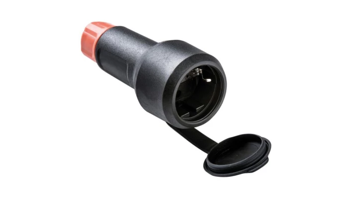 RED GP1 Gniazdo z dławikiem IP54 2P+Z 16A/250V kołnierz gumowany czarny XF2165