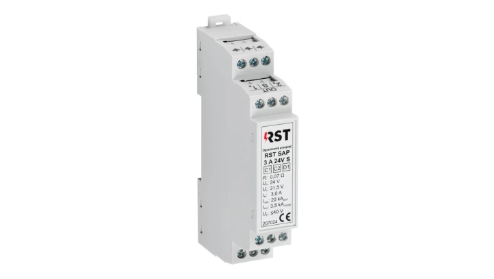 Ogranicznik przepięć do pętli systemów sygnalizacji pożaru D1, RST SAP 3A 24V S 207024