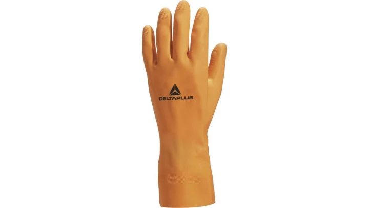 Rękawice z grubego lateksu flokowane dł. 30 cm gr. 1 mm kolor pomarańczowy rozmiar 8/9 MAIN VE450OR08