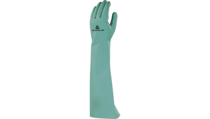 Rękawice z nitrylu chlorowane dł. 46 cm gr. 055 mm kolor zielony rozmiar 8/9 MAIN VE846VE08
