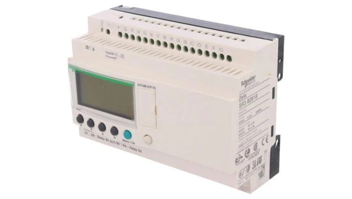 Przekaźnik inteligentny modułowy Zelio Logic - 24 we/wy - 24 V AC - zegar - wyświetlacz SR3B261B