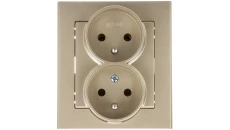 SONATA Gniazdo podwójne z/u z niezmiennością faz szampański złoty GP-2RC/39
