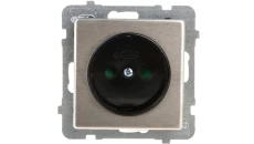 SONATA Gniazdo pojedyncze b/u z przesłonami stal inox GP-1RMP/m/37