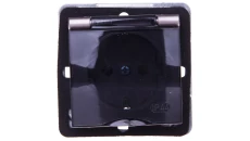 IMPRESJA Gniazdo bryzgoszczelne z/u Schuko IP44 z przesłonami klapka przezroczysta tytan GPH-1YSP/m/23/d