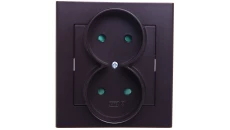 SONATA Gniazdo podwójne b/u z przesłonami czekoladowy metalik GP-2RP/40