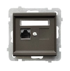 SONATA Gniazdo komputerowe pojedyncze RJ45 kat.5e czekoladowy metalik KRONE GPK-1R/K/m/40