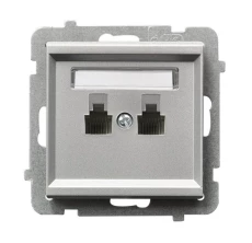SONATA Gniazdo telefoniczne podwójne RJ11 niezależne srebro mat GPT-2RN/m/38