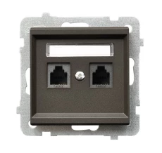 SONATA Gniazdo telefoniczne podwójne RJ11 niezależne czekoladowy metalik GPT-2RN/m/40