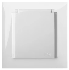 Sentia Gniazdo bryzgoszczelne z/u IP44 z przesłonami białe 1436-10