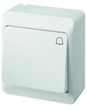 HERMES Łącznik dzwonek mechanizm z pełną obudową biały IP44 przycisk 1x ŁNT-1D 0337-02