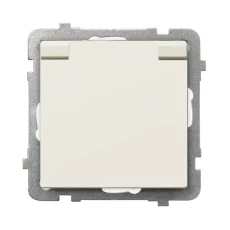 SONATA Gniazdo bryzgoszczelne z/u IP44 klapka ecru GPH-1RZ/m/27/w