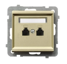 SONATA Gniazdo telefoniczne podwójne RJ11 niezależne szampański złoty GPT-2RN/m/39