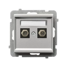 SONATA Gniazdo antenowe podwójne typu F srebro mat GPA-2RF/m/38