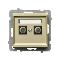 SONATA Gniazdo antenowe podwójne typu F szampański złoty GPA-2RF/m/39