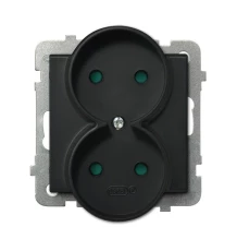 SONATA Gniazdo podwójne b/u z przesłonami czarny metalik GP-2RRP/m/33
