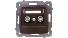 KARO Gniazdo antenowe podwójne typu F czekoladowy metalik GPA-2SF/m/40