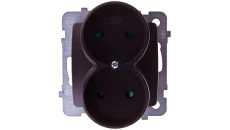 KARO Gniazdo podwójne b/u z przesłonami czekoladowy metalik GP-2SRP/m/40