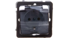 KARO Gniazdo bryzgoszczelne z/u Schuko IP44 klapka przezroczysta białe GPH-1SS/m/00/d