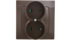 KARO Gniazdo podwójne b/u z przesłonami czekoladowy metalik GP-2SP/40