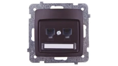 KARO Gniazdo telefoniczne podwójne RJ11 niezależne czekoladowy metalik GPT-2SN/m/40