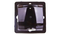 KARO Gniazdo bryzgoszczelne z/u Schuko IP44 z przesłonami klapka przezroczysta czekoladowy metalik GPH-1SSP/m/40/d