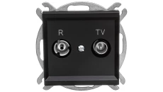 SONATA Gniazdo antenowe RTV przelotowe 16dB czarny metalik GPA-16RP/m/33